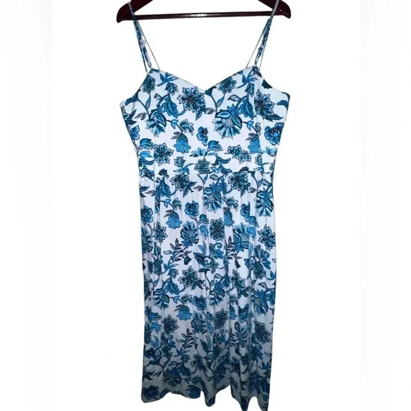Ann Taylor Dresses & Skirts - Ann Taylor Spaghetti Strap Dress, White & Turquoise, Size 12